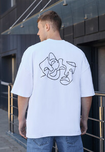 Фото - Белая футболка с черным принтом Staff mask oversize - Men box