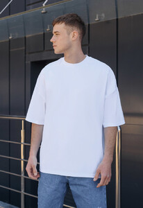 Фото - Белая футболка с черным принтом Staff mask oversize - Men box