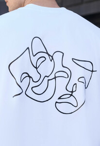 Фото - Белая футболка с черным принтом Staff mask oversize - Men box