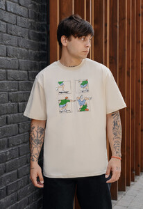 Фото - Бежева футболка з яскравим принтом Staff skate oversize - Men box