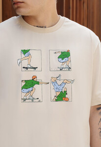 Фото - Бежева футболка з яскравим принтом Staff skate oversize - Men box