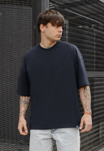 Фото - Темно-синяя оверсайз футболка Staff navy basic oversize - Men box