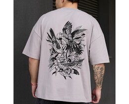 Фото - Оверсайз футболка з принтом на спині Staff logo & birds oversize - Men box