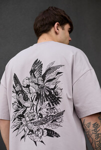 Фото - Оверсайз футболка з принтом на спині Staff logo & birds oversize - Men box