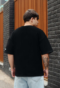 Фото - Чорна футболка з вишивкою Staff logo oversize premium - Men box