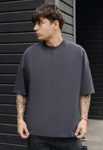 Фото - Футболка темно-сірого кольору Staff dark gray basic oversize - Men box