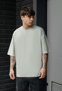 Фото - Однотонна оверсайз футболка Staff gray basic oversize - Men box