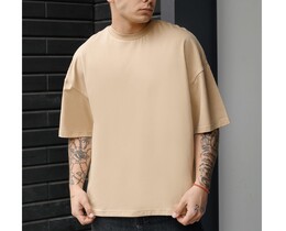 Фото - Молодіжна оверсайз футболка Staff beige basic oversize - Men box