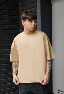 Фото - Молодіжна оверсайз футболка Staff beige basic oversize - Men box