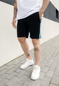 Фото - Шорты с бирюзовыми лампасами Staff black lampas turquoise - Men box