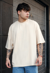 Фото - Футболка молочного кольору Staff milk basic oversize - Men box