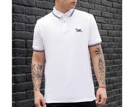Фото - Белое поло с черным логотипом Staff white logo - Men box