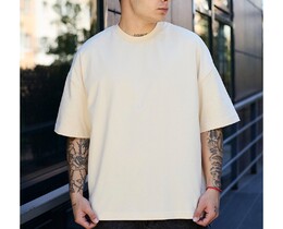 Фото - Футболка бежевого кольору Staff milk basic oversize - Men box