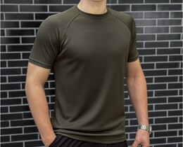Фото - Однотонна чоловіча футболка Pobedov Ergo кольору хакі - Men box