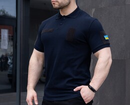 Фото - Темно-синее военное поло Pobedov Loft Batal из хлопка - Men box