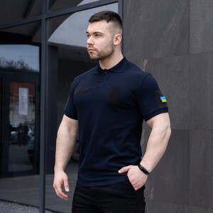 Фото - Темно-синее военное поло Pobedov Loft Batal из хлопка - Men box