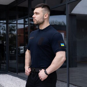 Фото - Темно-синее военное поло Pobedov Loft Batal из хлопка - Men box
