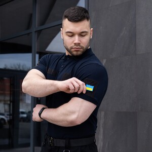 Фото - Темно-синее военное поло Pobedov Loft Batal из хлопка - Men box