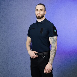 Фото - Темно-синее военное поло Pobedov Loft Batal из хлопка - Men box