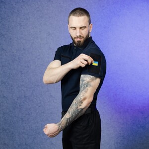 Фото - Темно-синее военное поло Pobedov Loft Batal из хлопка - Men box