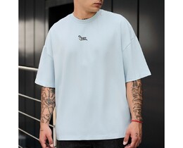 Фото - Світло-блакитна футболка Staff light blue logo oversize - Men box