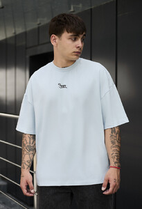 Фото - Світло-блакитна футболка Staff light blue logo oversize - Men box