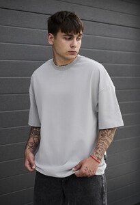 Фото - Футболка світло-сірого кольору Staff light gray basic oversize - Men box