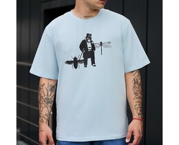 Фото - Блакитна футболка з принтом Staff monkey oversize - Men box