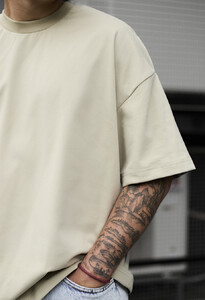 Фото - Однотонна оверсайз футболка Staff beige basic oversize - Men box