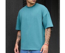 Фото - Бірюзова однотонна футболка Staff turquoise oversize - Men box