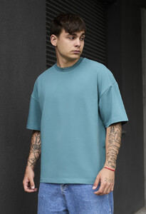 Фото - Бірюзова однотонна футболка Staff turquoise oversize - Men box
