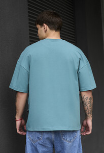 Фото - Бірюзова однотонна футболка Staff turquoise oversize - Men box