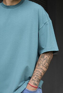 Фото - Бірюзова однотонна футболка Staff turquoise oversize - Men box
