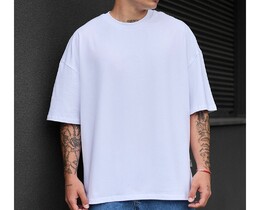 Фото - Однотонна біла футболка Staff white basic oversize - Men box