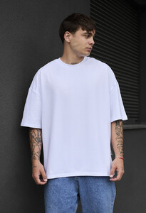 Фото - Однотонна біла футболка Staff white basic oversize - Men box