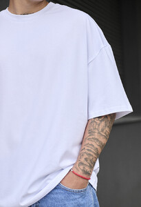Фото - Однотонна біла футболка Staff white basic oversize - Men box