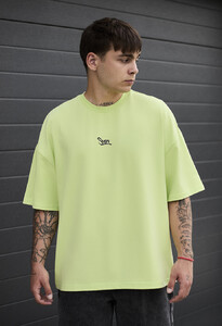 Фото - Футболка салатового кольору Staff light green logo oversize - Men box