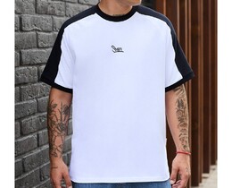Фото - Чорно-біла оверсайз футболка Staff line logo oversize - Men box