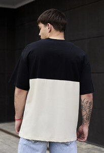 Фото - Двоколірна футболка Staff black & milk logo oversize - Men box
