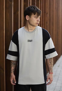 Фото - Чорно-сіра футболка з лого Staff pu logo oversize - Men box