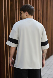 Фото - Чорно-сіра футболка з лого Staff pu logo oversize - Men box