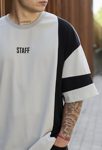 Фото - Чорно-сіра футболка з лого Staff pu logo oversize - Men box