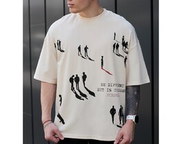 Фото - Футболка молочного кольору Staff be different oversize - Men box