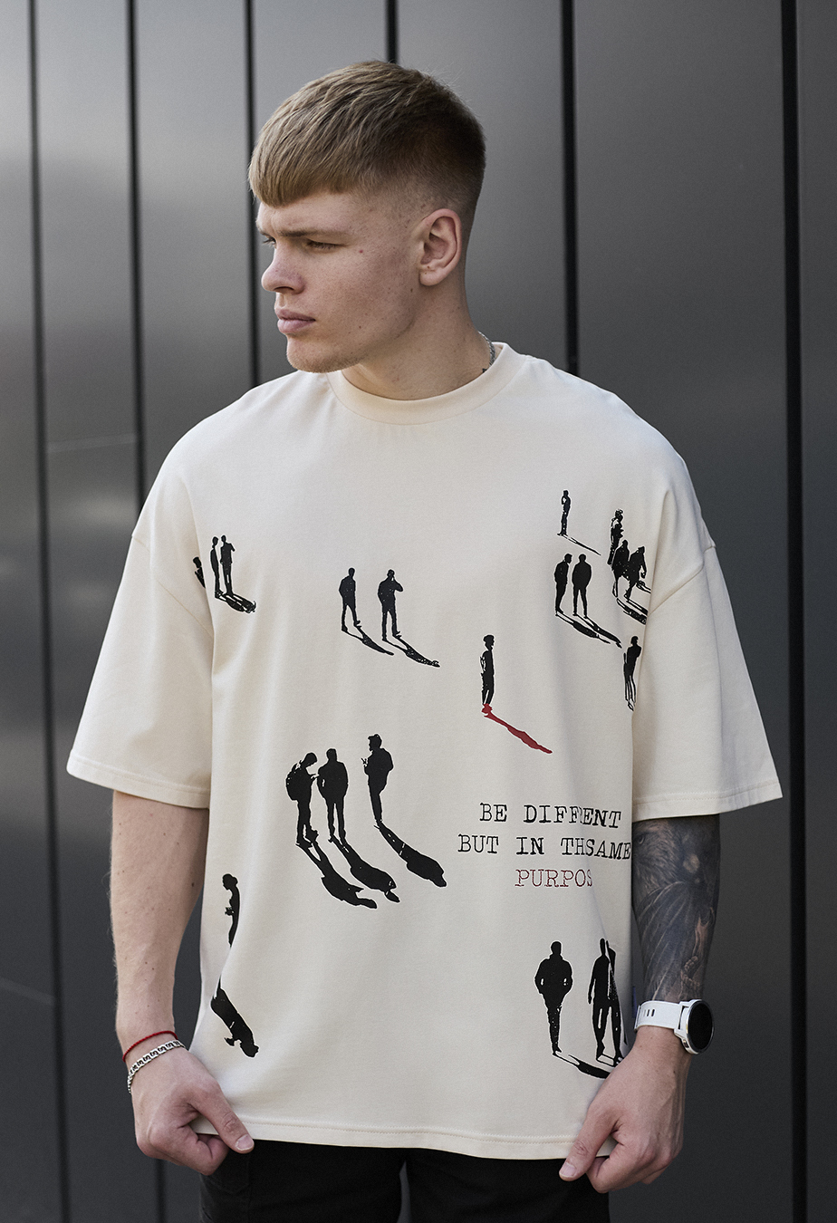 Купить футболку молочного цвета Staff be different oversize в Киеве ...