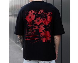 Фото - Футболка з червоними квітами Staff red flowers oversize - Men box