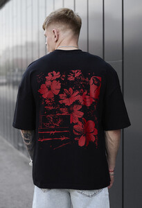 Фото - Футболка з червоними квітами Staff red flowers oversize - Men box
