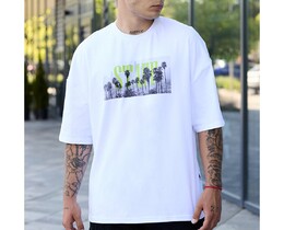 Фото - Бавовняна біла футболка Staff palms & logo oversize - Men box