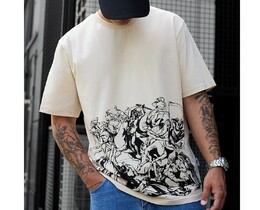 Фото - Бежева футболка з чорним принтом Staff art oversize - Men box