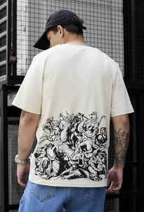 Фото - Бежевая футболка с черным принтом Staff art oversize - Men box