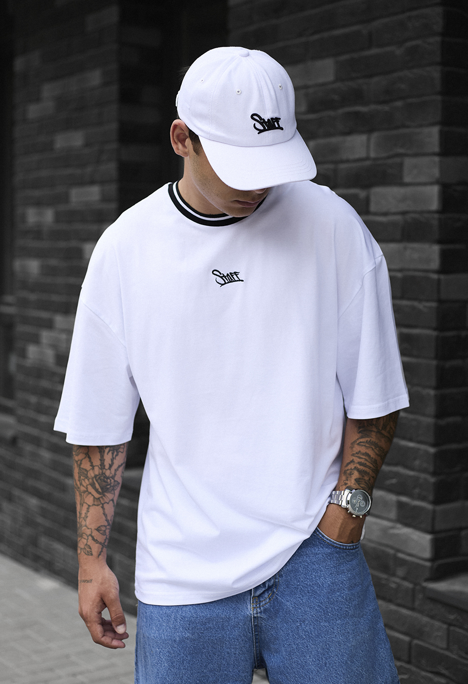 Купить белую футболку с лого Staff white logo oversize в Киеве, Украине ...